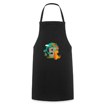 9th Birthday 9 Years Dino Dinosaur Fan - Cooking Apron - black - Front - AI Model Male 185 dark (185cm)