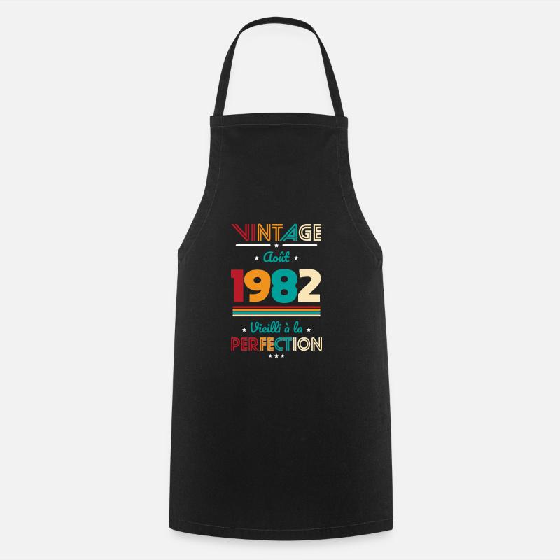 Anniversaire 40 ans - Vintage - Août 1982 - Tablier de cuisine - noir