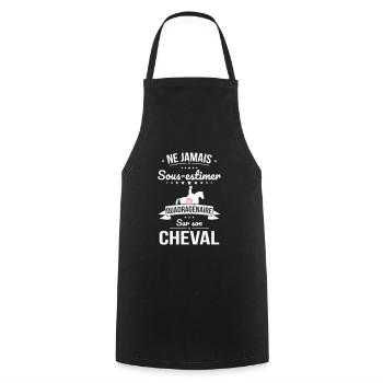 Sous-estimer une quadragénaire sur son cheval - Tablier de cuisine - noir - Devant - AI Model Male 185 dark (185cm)