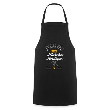 J Peux Pas J Ai Marche Nordique humour - Tablier de cuisine - noir - Devant - AI Model Male 185 dark (185cm)