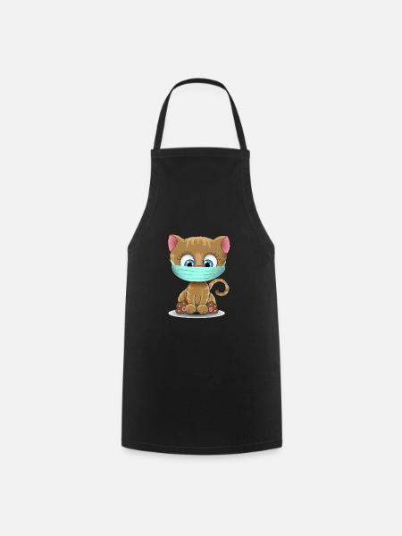 Mundschutz Katze - Kochschürze - Schwarz