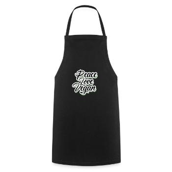 Peace Love Vegan - Tierliebe & Food - Kochschürze - Schwarz - Vorne - AI Model Male 185 dark (185cm)