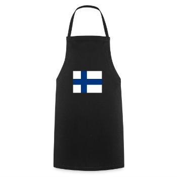 Flag of Finland (fi) - Cooking Apron - black - Front - AI Model Male 185 dark (185cm)