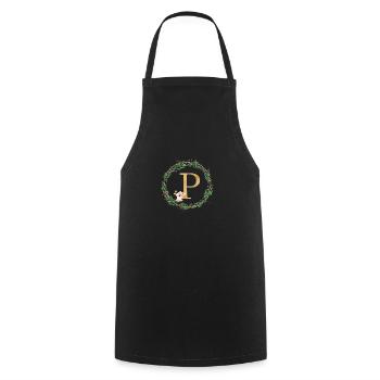 Monogramme personnalisable P - Tablier de cuisine - noir - Devant - AI Model Male 185 dark (185cm)