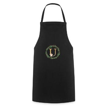 Monogramme U personnalisable - Tablier de cuisine - noir - Devant - AI Model Male 185 dark (185cm)