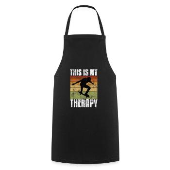 This is My therapy Skateboard Skateboarder Skate - Cooking Apron - black - Front - AI Model Male 185 dark (185cm)