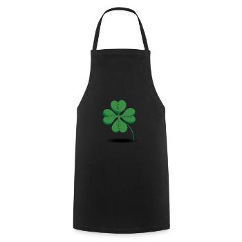 Four-leaf clover luck lucky charm 4 - Cooking Apron - black - Front - AI Model Male 185 dark (185cm)