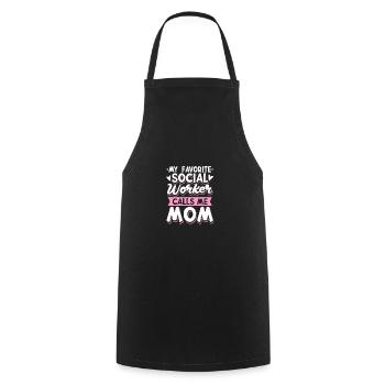 Meine Lieblingssozialarbeiterin nennt mich Mama - Kochschürze - Schwarz - Vorne - AI Model Male 185 dark (185cm)