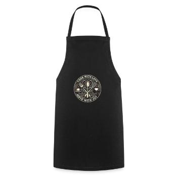 Kochen mit Liebe Servieren mit Freude - Kochschürze - Schwarz - Vorne - AI Model Male 185 dark (185cm)