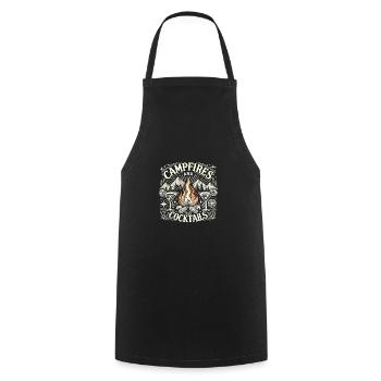 Lagerfeuer und Cocktails - Kochschürze - Schwarz - Vorne - AI Model Male 185 dark (185cm)