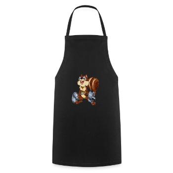 Eichhörnchen Deadlift - Kochschürze - Schwarz - Vorne - AI Model Male 185 dark (185cm)
