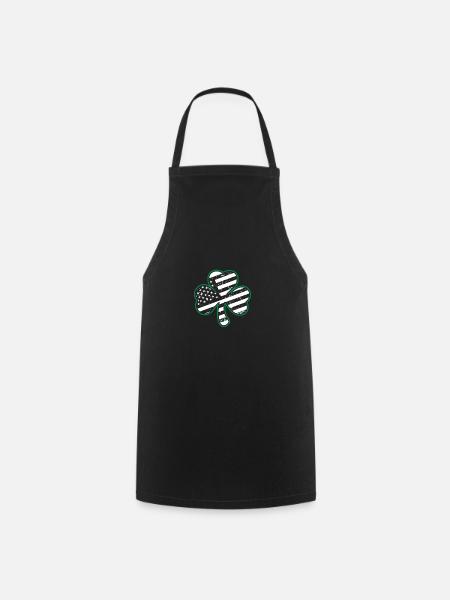 Irish American Flag Vintage Shamrock St. Patrick' - Tablier de cuisine - noir