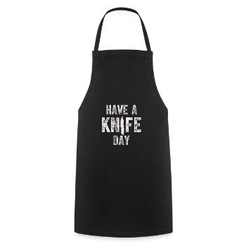Have A Knife Day - Funny Knife Collector - Cooking Apron - black - Front - AI Model Male 185 dark (185cm)