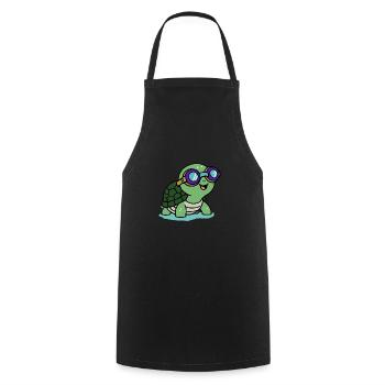Baby Schildkröte Kröte Schwimmbrille Schwimmen - Kochschürze - Schwarz - Vorne - AI Model Male 185 dark (185cm)