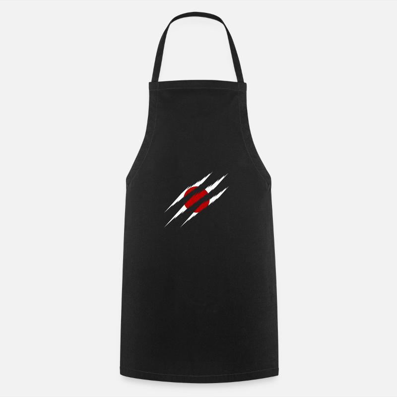 Japan Flag Scratch Cut - Cooking Apron - black