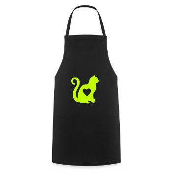 grün katze mit herz silhouette katzenlover katzen - Kochschürze - Schwarz - Vorne - AI Model Male 185 dark (185cm)