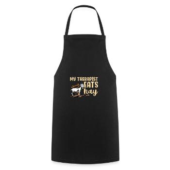 Mein Therapeut isst Heu Ziege - Kochschürze - Schwarz - Vorne - AI Model Male 185 dark (185cm)