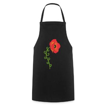 Fleur de coquelicot et feuilles spirales - Tablier de cuisine - noir - Devant - AI Model Male 185 dark (185cm)