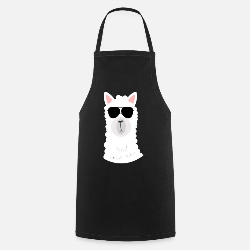 cool llama with sunglasses - llama - Cooking Apron - black