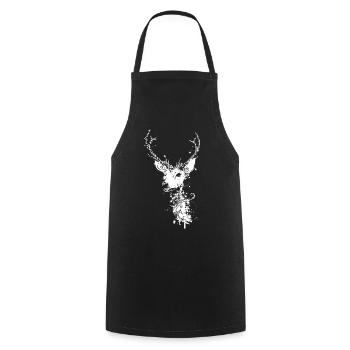 Ein weißer Hirsch Kopf - Kochschürze - Schwarz - Vorne - AI Model Male 185 dark (185cm)