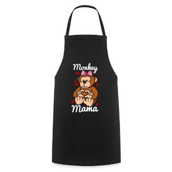 Monkey Mama Heart Monkey Love Monkey Mom - Cooking Apron - black - Front - AI Model Male 185 dark (185cm)