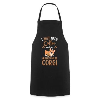 Sweet Welsh Corgi Coffee Dog Cafe kawaii - Tablier de cuisine - noir - Devant - AI Model Male 185 dark (185cm)