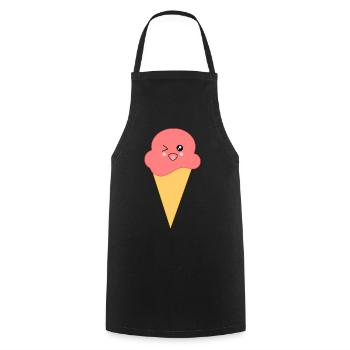 Eis Eiscreme Erdbeereis - Kochschürze - Schwarz - Vorne - AI Model Male 185 dark (185cm)