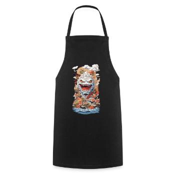 Sushi Seeungeheuer Manga Art Fusion - Kochschürze - Schwarz - Vorne - AI Model Male 185 dark (185cm)