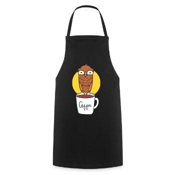 Eule und Kaffee Kaffeeliebhaber - Kochschürze - Schwarz - Vorne - AI Model Male 185 dark (185cm)