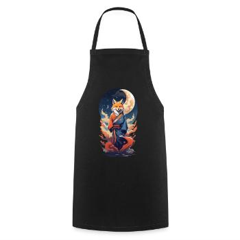 Mystical Kitsune in Kimono Japan Anime Yokai - Cooking Apron - black - Front - AI Model Male 185 dark (185cm)