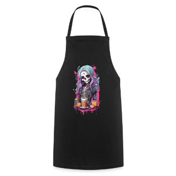 Gothic Kawaii Skull Frühstück Design - Kochschürze - Schwarz - Vorne - AI Model Male 185 dark (185cm)