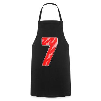 Number Seven - Number 7 Number Red - Cooking Apron - black - Front - AI Model Male 185 dark (185cm)