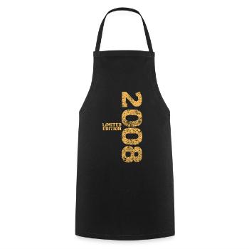 Limited Edition 2008 18th Birthday Gift - Cooking Apron - black - Front - AI Model Male 185 dark (185cm)