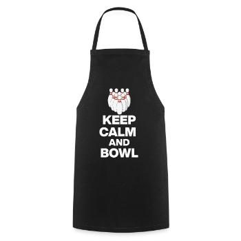 KEEP CALM AND BOWL, STRIKE MEISTER! PIN SNIPER - Kochschürze - Schwarz - Vorne - AI Model Male 185 dark (185cm)