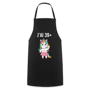 J'Ai 39 Plus 1 Licorne Humour Anniversaire Femme  - Tablier de cuisine - noir - Devant - AI Model Male 185 dark (185cm)