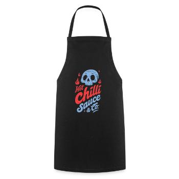 Blue Skull Chili Sauce Design - Cooking Apron - black - Front - AI Model Male 185 dark (185cm)