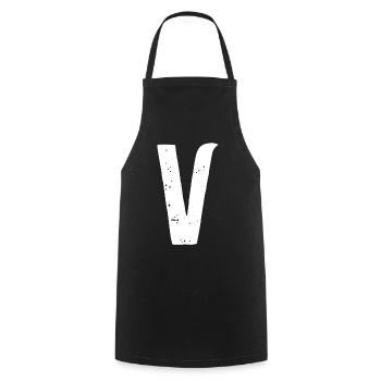 Lettre V - Tablier de cuisine - noir - Devant - AI Model Male 185 dark (185cm)