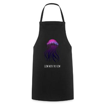 Glow With The Flow, Jellyfish with Tentacles, Saying - Cooking Apron - black - Front - AI Model Male 185 dark (185cm)