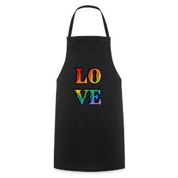 Amour arc-en-ciel rétro - Tablier de cuisine - noir - Devant - AI Model Male 185 dark (185cm)