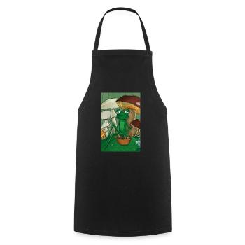 Frosch sammelt Pilze - Kochschürze - Schwarz - Vorne - AI Model Male 185 dark (185cm)