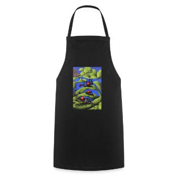 Grenouilles sur plante - Tablier de cuisine - noir - Devant - AI Model Male 185 dark (185cm)