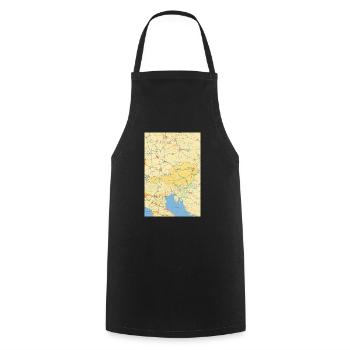 Austria map with cities, roads, rivers, lakes - Cooking Apron - black - Front - AI Model Male 185 dark (185cm)