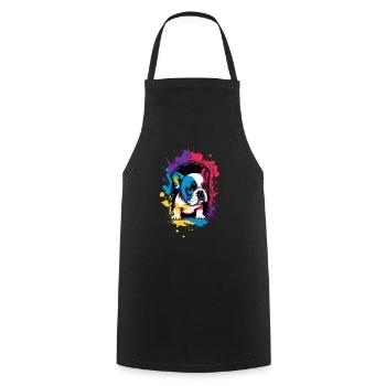 Mignon chiot bouledogue français coloré - Tablier de cuisine - noir - Devant - AI Model Male 185 dark (185cm)
