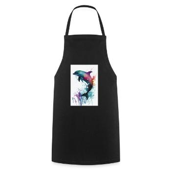 Delfin Meeresfische Delfine Fisch Tier Watercolor - Kochschürze - Schwarz - Vorne - AI Model Male 185 dark (185cm)
