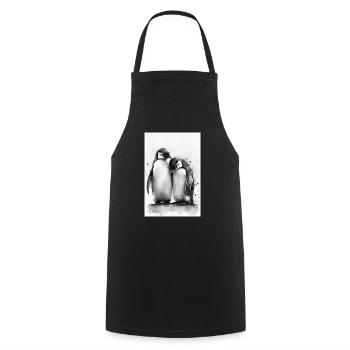 Penguin Penguins Animal Watercolors - Cooking Apron - black - Front - AI Model Male 185 dark (185cm)