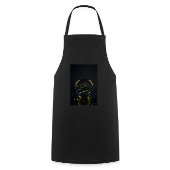 Blasen in einer Blase gelb 1 - Kochschürze - Schwarz - Vorne - AI Model Male 185 dark (185cm)