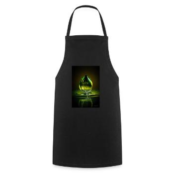 Tropfen grün 3 - Kochschürze - Schwarz - Vorne - AI Model Male 185 dark (185cm)