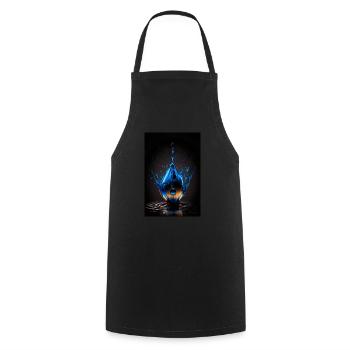 Drops blue 4 - Cooking Apron - black - Front - AI Model Male 185 dark (185cm)