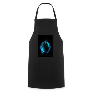 Tropfen cyan 5 - Kochschürze - Schwarz - Vorne - AI Model Male 185 dark (185cm)