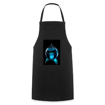Tropfen cyan 6 - Kochschürze - Schwarz - Vorne - AI Model Male 185 dark (185cm)